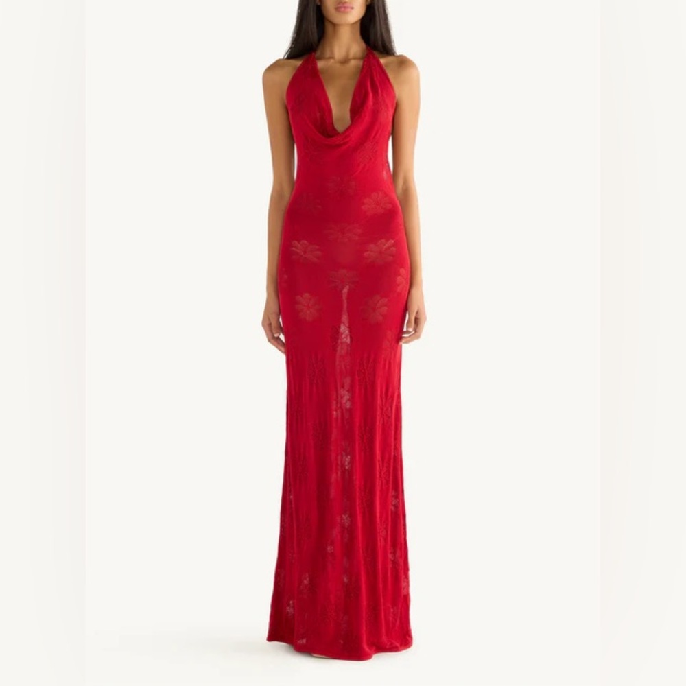 Asta Resort Klara Rossa Red Halter Maxi Dress
